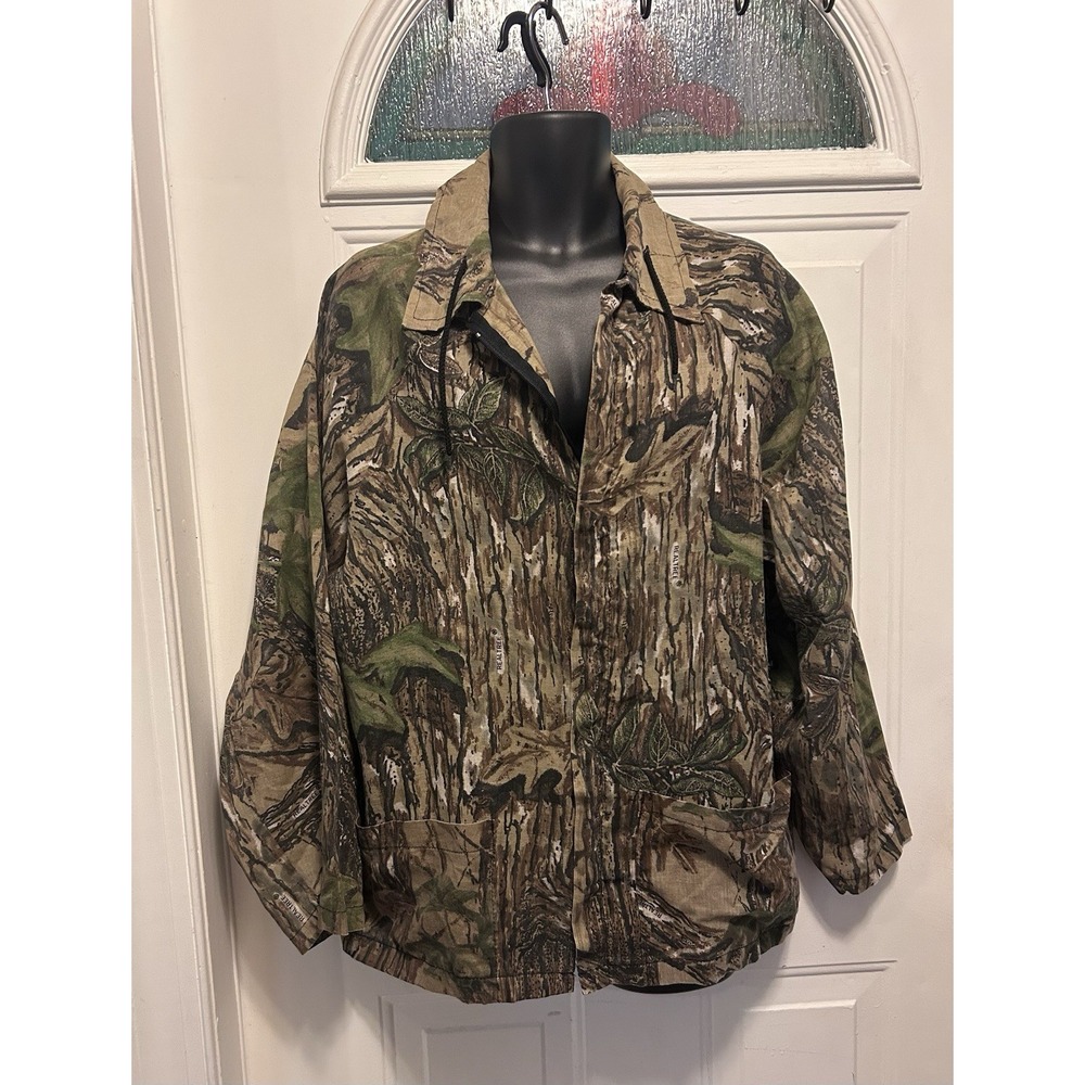 VTG 90s Real Tree Camo Cotton Blend Sheer ZipUp Jacket sz S Adult Crafted in USA
